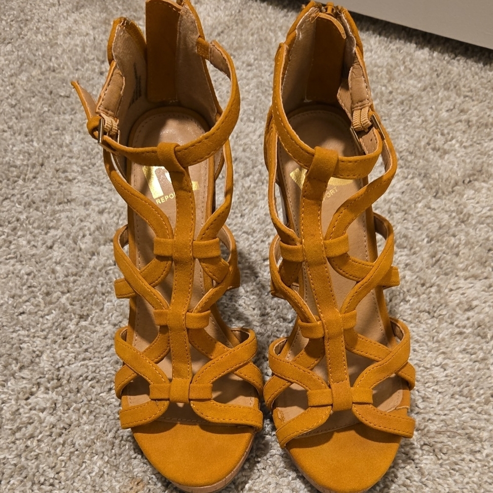Women's Strappy Sandals in Mustard by Report